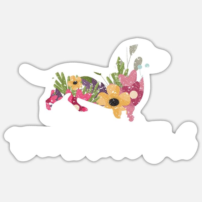 Fille de teckel - Sticker taille S (10 x 10 cm) - blanc mat