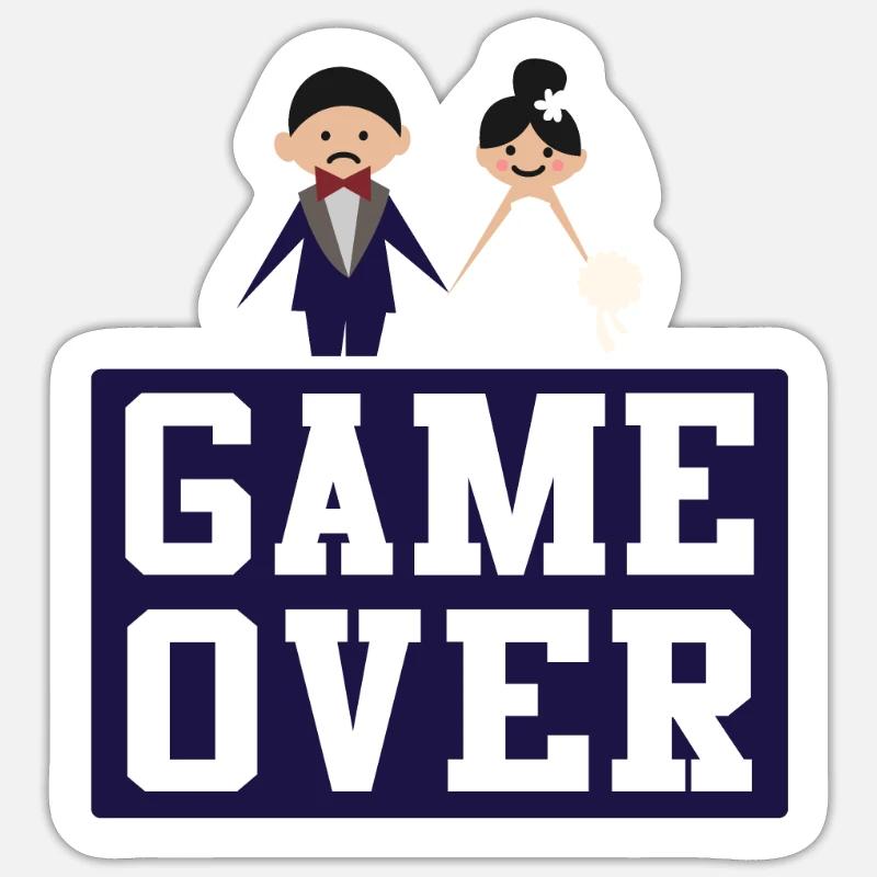 Game Over Ehemann Ehefrau Hochzeit Trauung - Sticker Größe S (10 x 10 cm) - Mattweiß