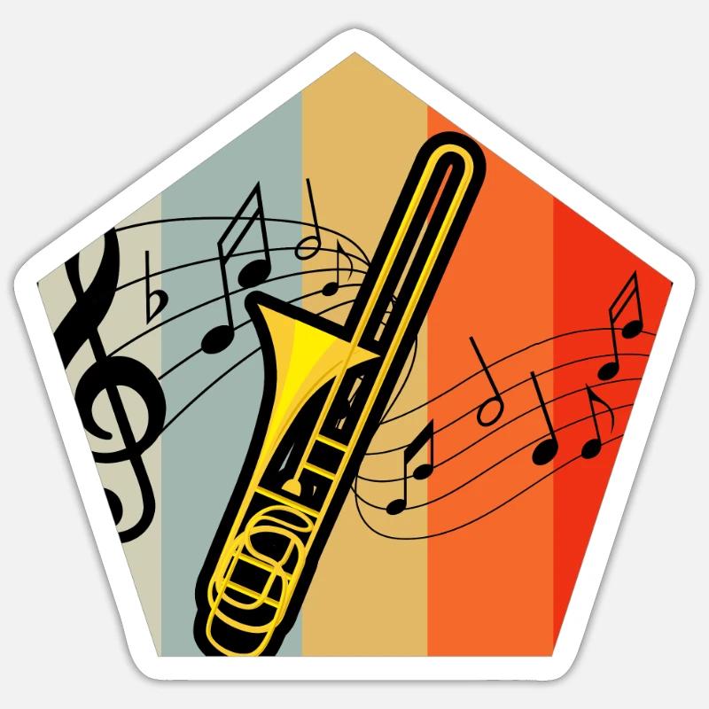 trombone - Sticker size S (10 x 10 cm) - white matte