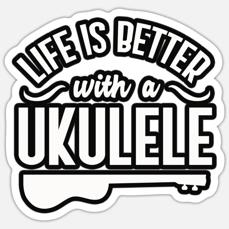 ukulélé - Sticker taille S (10 x 10 cm) - blanc mat
