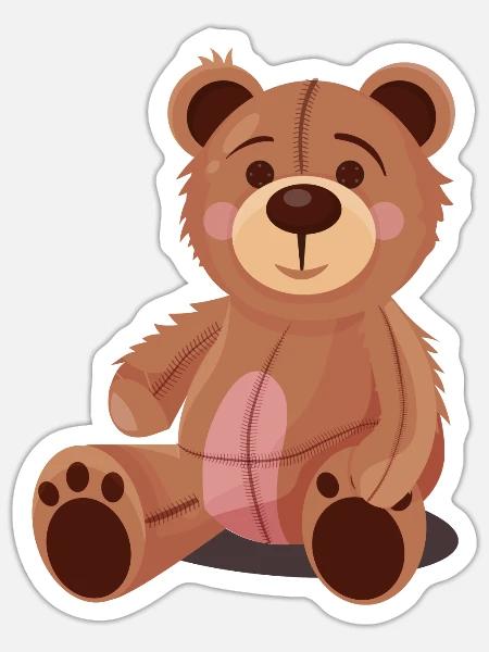 TShirt süßer Stofftier Bär Bärchen Stoffbär - Sticker Größe S (10 x 10 cm) - Mattweiß