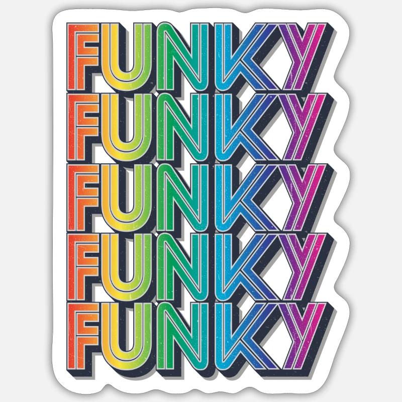 Funky rétro - Sticker taille S (10 x 10 cm) - blanc mat