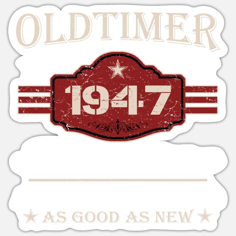 Oldtimer 1947 - Geschenk 77. Geburtstag - Sticker Größe S (10 x 10 cm) - Mattweiß