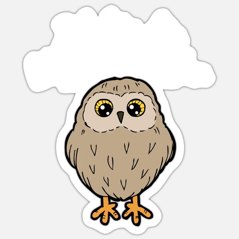 Kleine Schwester Eule Uhu Geschenk Geschwister - Sticker Größe S (10 x 10 cm) - Mattweiß