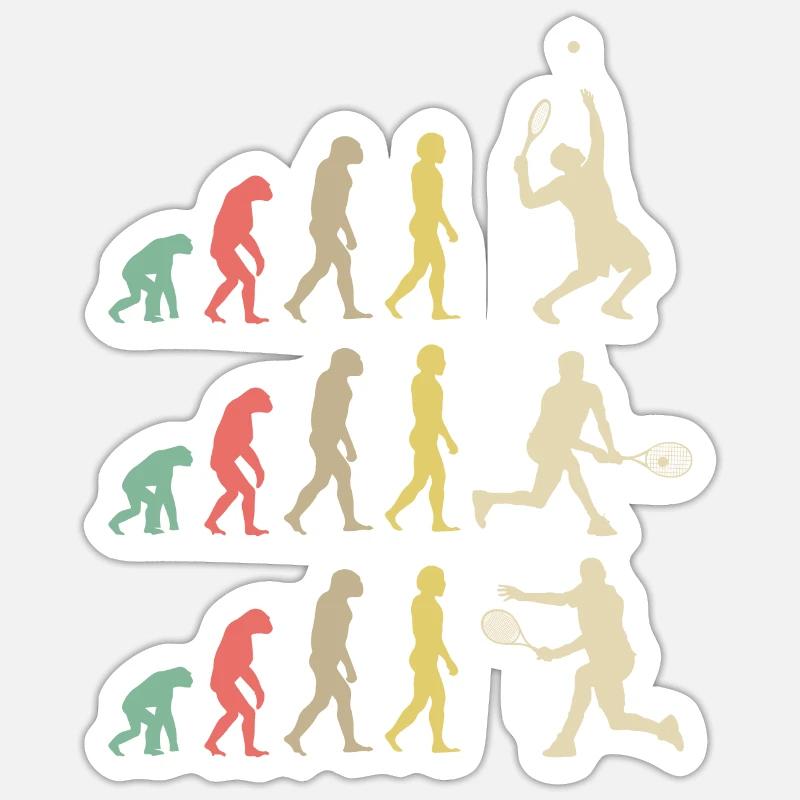 Tennis Evolution - Sticker Größe S (10 x 10 cm) - Mattweiß
