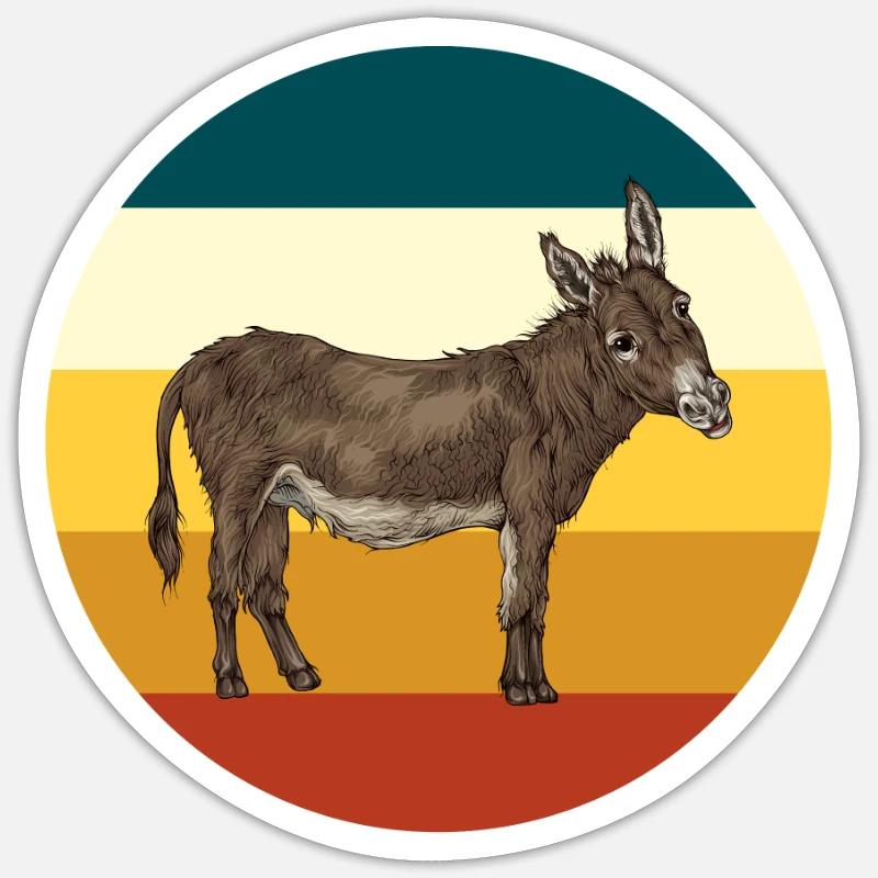 Âne rétro - Sticker taille S (10 x 10 cm) - blanc mat