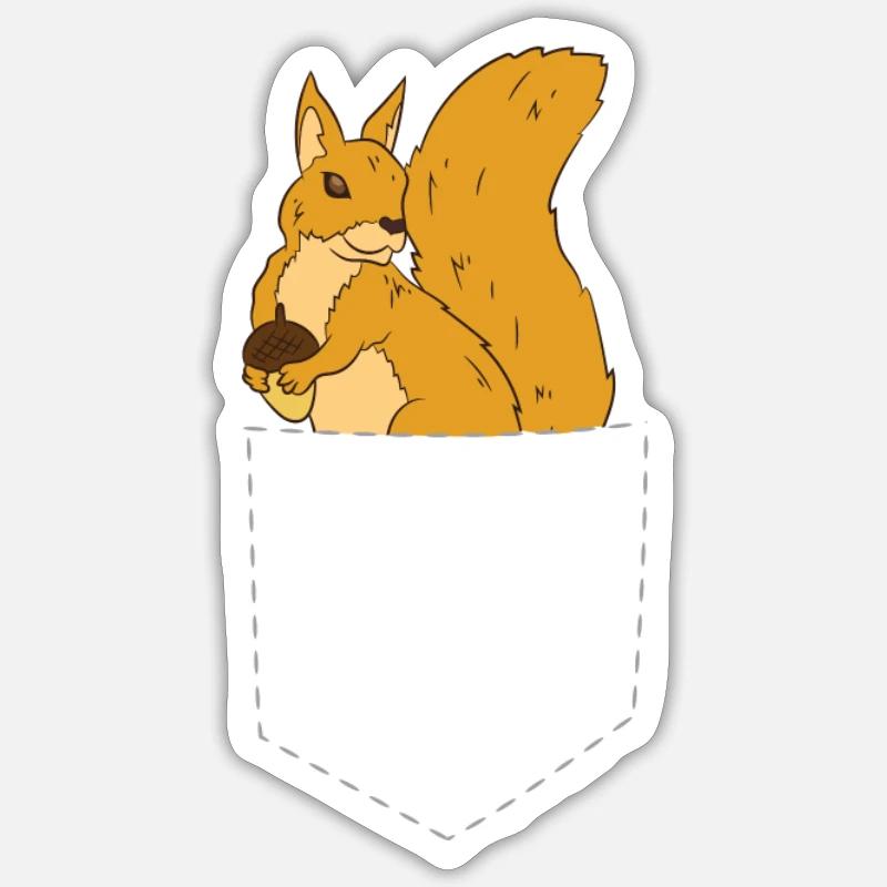 Eichhörnchen in der Tasche Niedliches Eichhörnchen - Sticker Größe S (10 x 10 cm) - Mattweiß