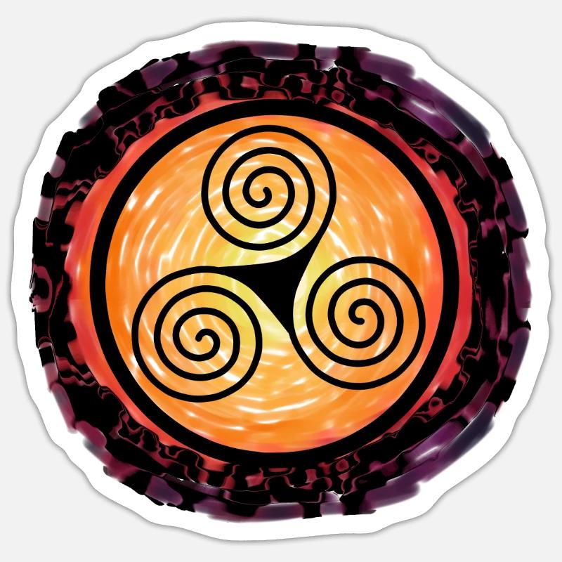 Coucher de soleil Triskele Normads Odin Celtic Thor - Sticker taille S (10 x 10 cm) - blanc mat