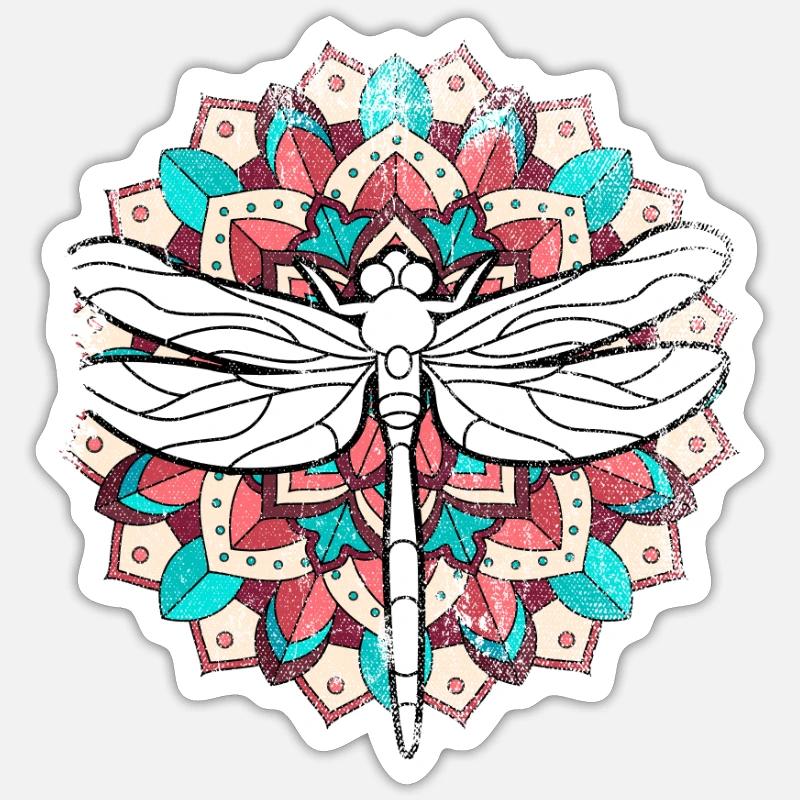 libellule - Sticker taille S (10 x 10 cm) - blanc mat