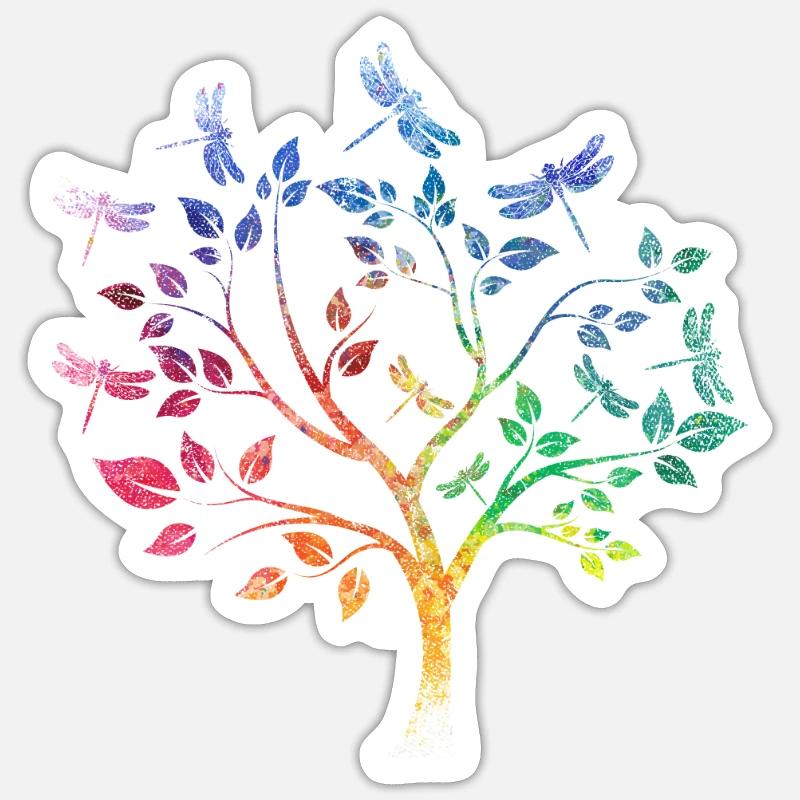 Libelle Geschenkidee Baum Sticker Größe S (10 x 10 cm)