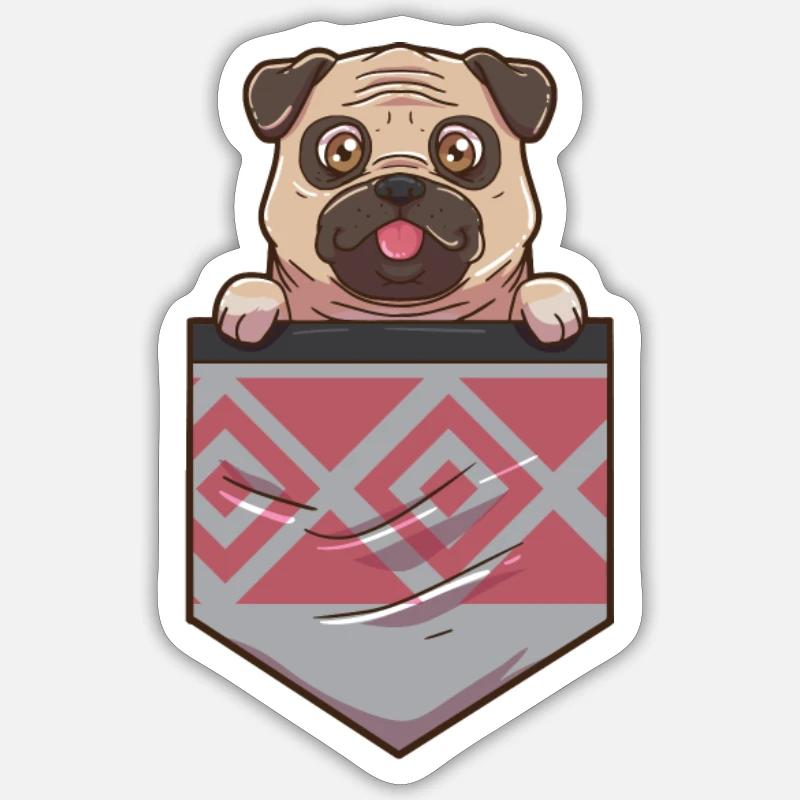 Mops - Sticker Größe S (10 x 10 cm) - Mattweiß