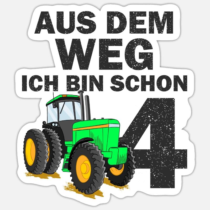 4. Geburtstag Traktor - Sticker Größe S (10 x 10 cm) - Mattweiß