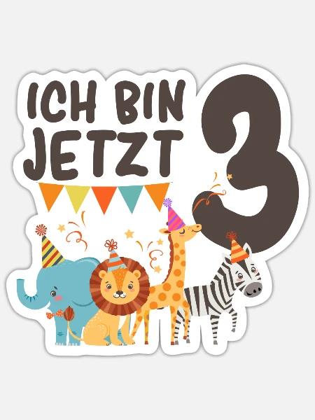 3. Geburtstag Zoo - Sticker Größe S (10 x 10 cm) - Mattweiß