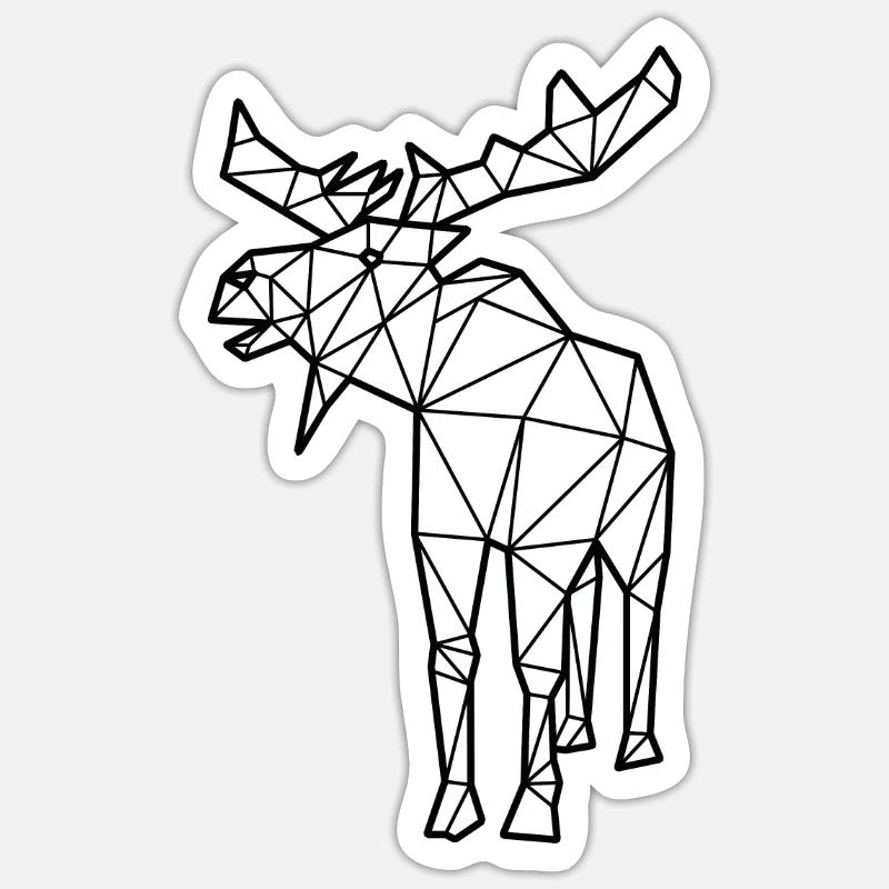 Moose polygon - Sticker size S (10 x 10 cm) - white matte
