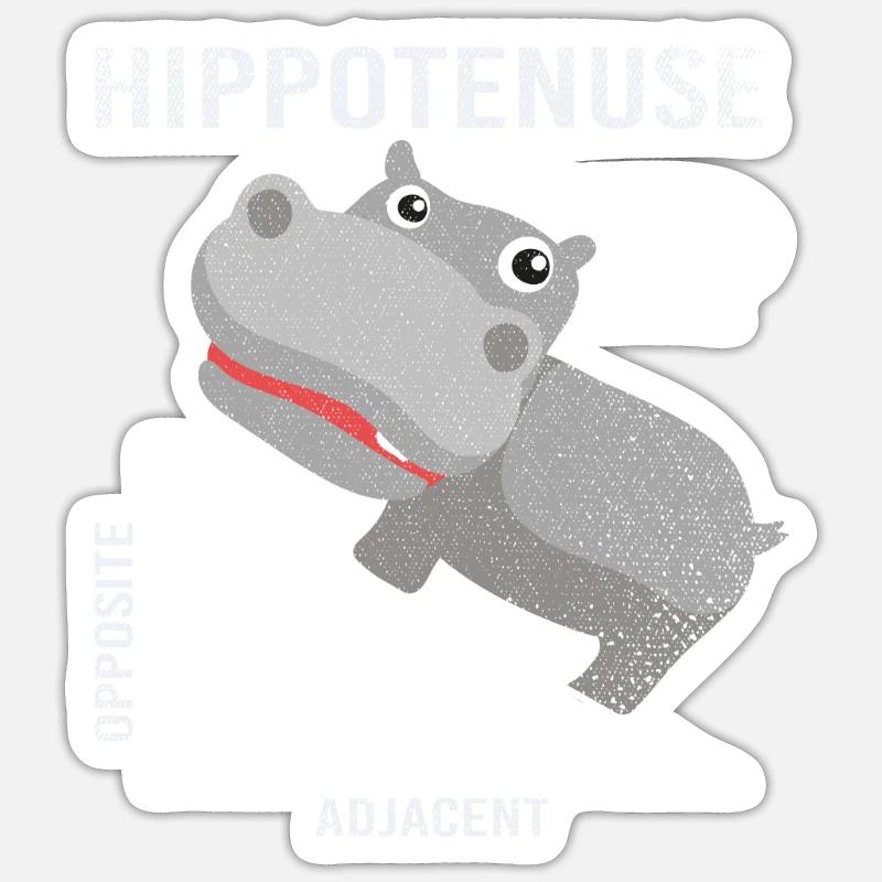 Mathématicien hippopotame - Sticker taille S (10 x 10 cm) - blanc mat