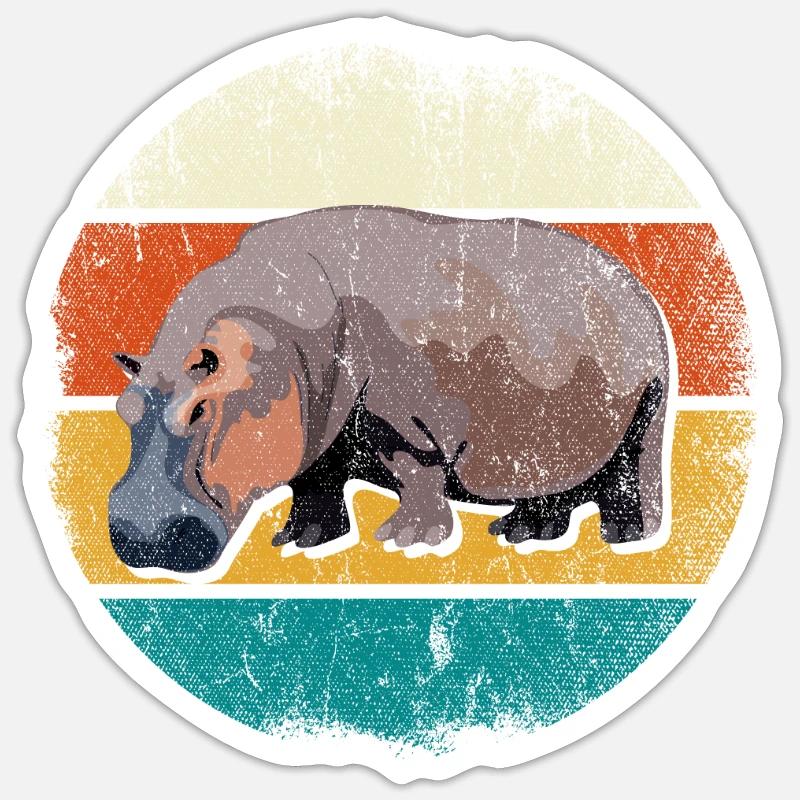 Hippopotame - Sticker taille S (10 x 10 cm) - blanc mat