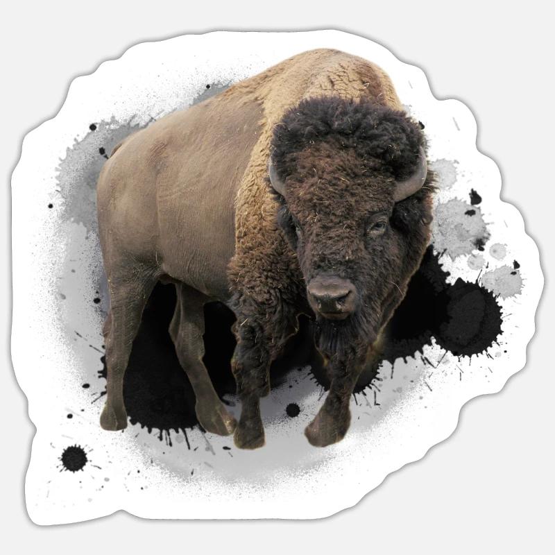 Bison buffalo cattle design illustration gift - Sticker size S (10 x 10 cm) - white matte
