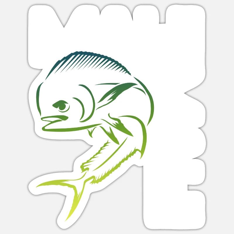 Poisson Mahi Mahi - Sticker taille S (10 x 10 cm) - blanc mat
