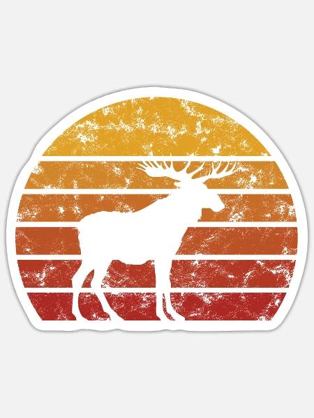 Elch Geweih Hirsch Elche Vintage Norwegen Geschenk - Sticker Größe S (10 x 10 cm) - Mattweiß