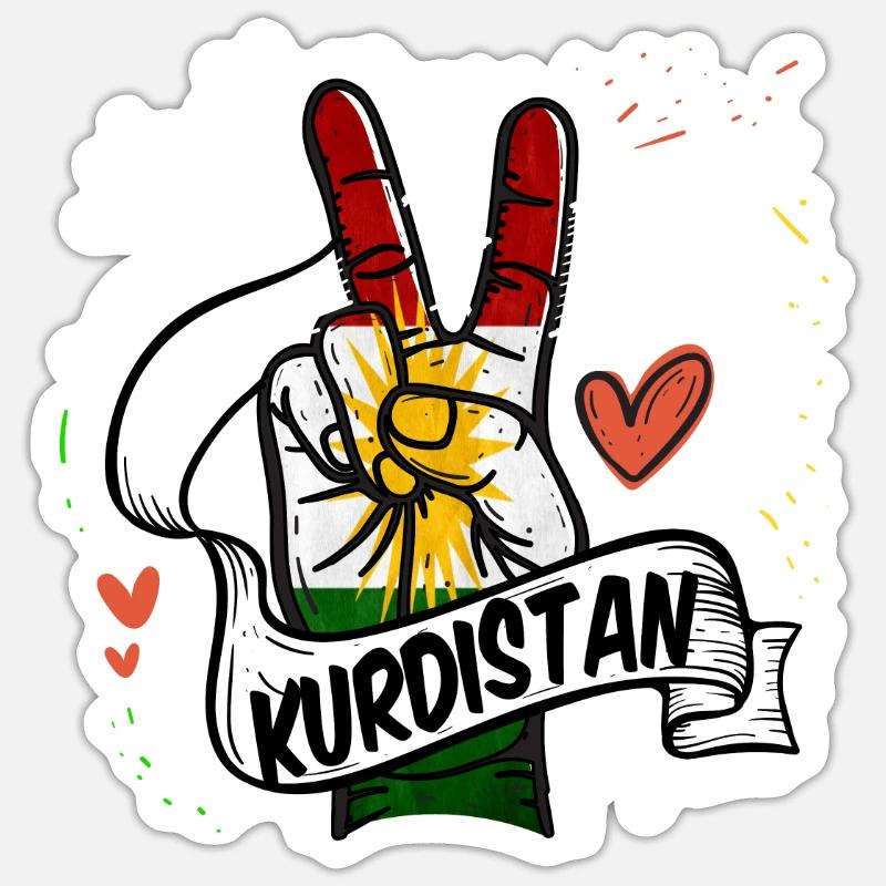 Kurdistan Kurde Kurden Geschenk azadi Rojava irak - Sticker Größe S (10 x 10 cm) - Mattweiß