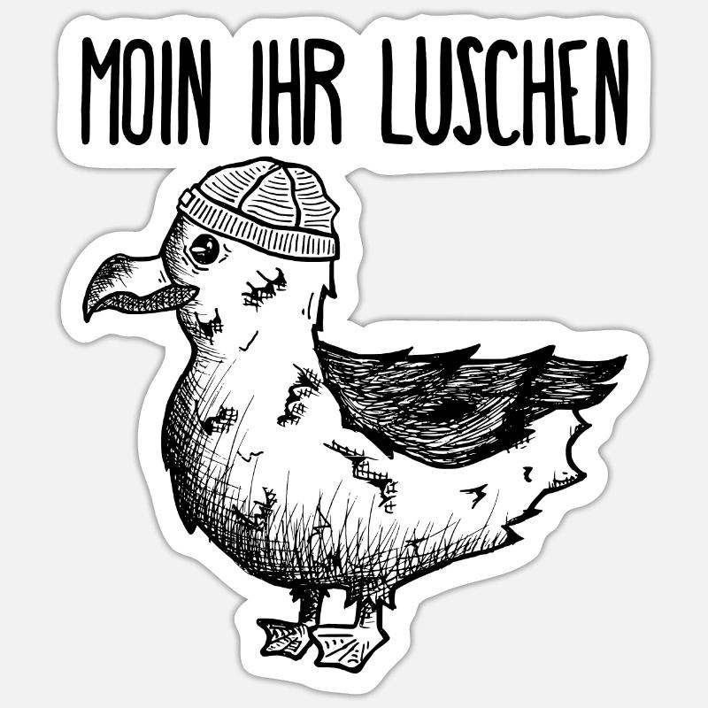 Möwe Moin - Sticker Größe S (10 x 10 cm) - Mattweiß