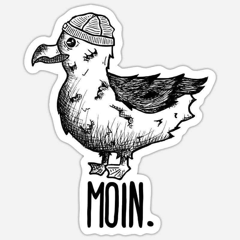Möwe Moin - Sticker Größe S (10 x 10 cm) - Mattweiß