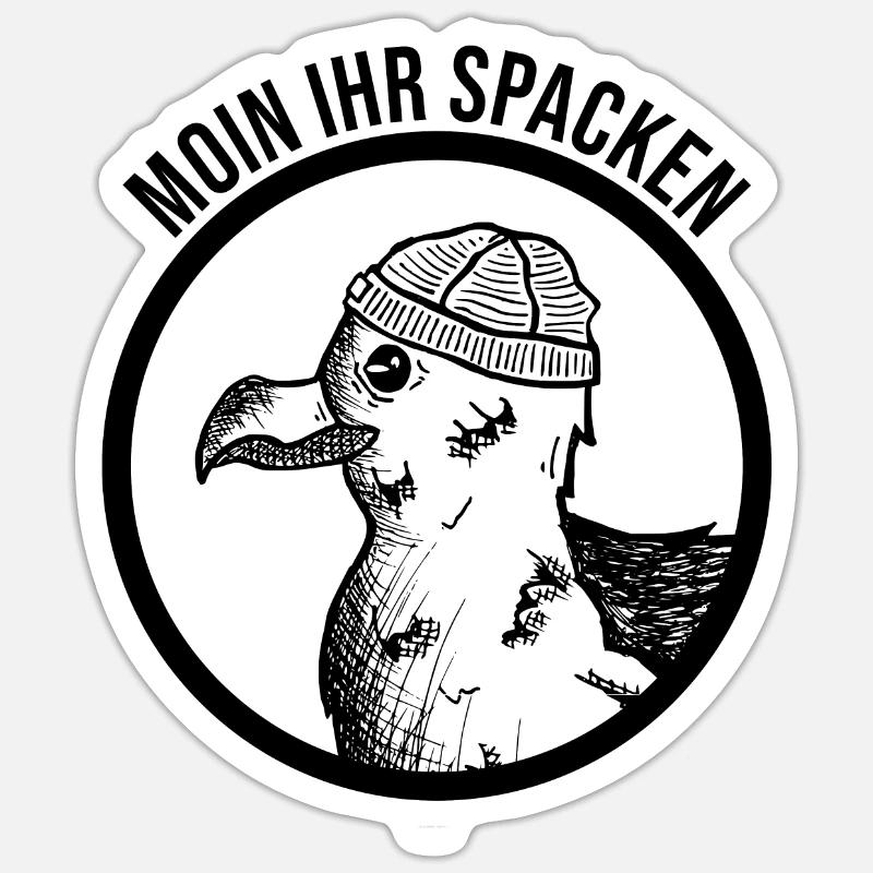 Möwe Moin - Sticker Größe S (10 x 10 cm) - Mattweiß