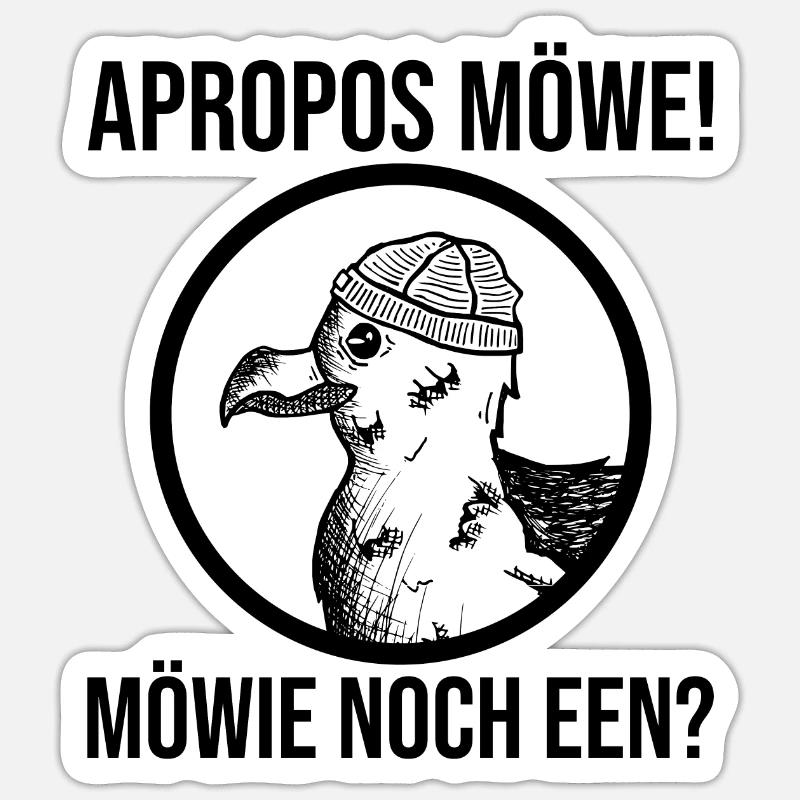 Möwie noch een Möwe - Sticker Größe S (10 x 10 cm) - Mattweiß