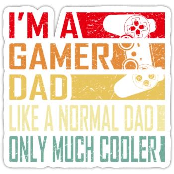 Gamer Dad Funny Gift for Fathers Cool Vintage Dad' - Sticker size S (10 x 10 cm) - white matte - Front
