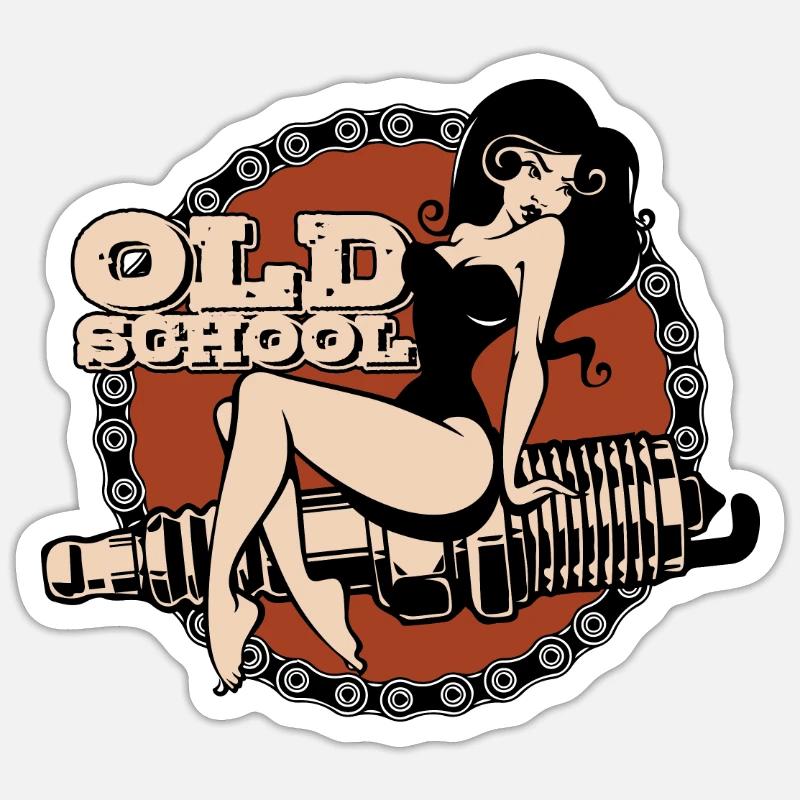 Pinup Vintage Rockabilly - Sticker Größe S (10 x 10 cm) - Mattweiß