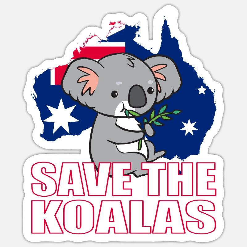 Koala - Save the Koalas. - Sticker taille S (10 x 10 cm) - blanc mat