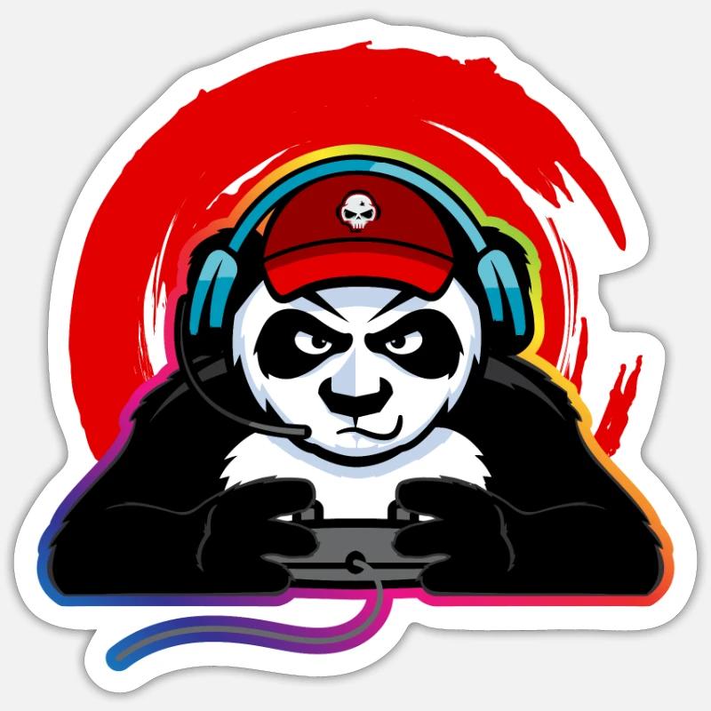 Gaming Panda Headset Controller - Sticker Größe S (10 x 10 cm) - Mattweiß