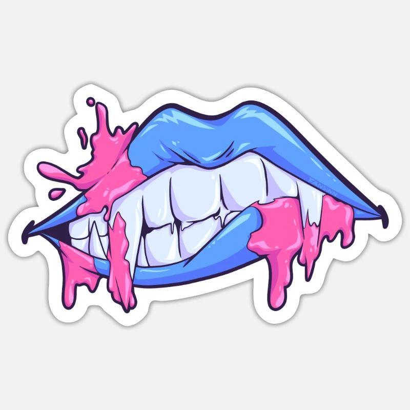 Masque visage bouche lèvres vampire Sticker taille S (10 x 10 cm)