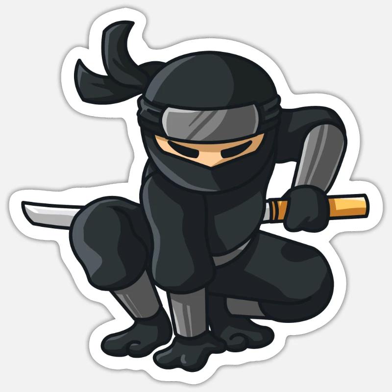 Ninja avec katana - Sticker taille S (10 x 10 cm) - blanc mat