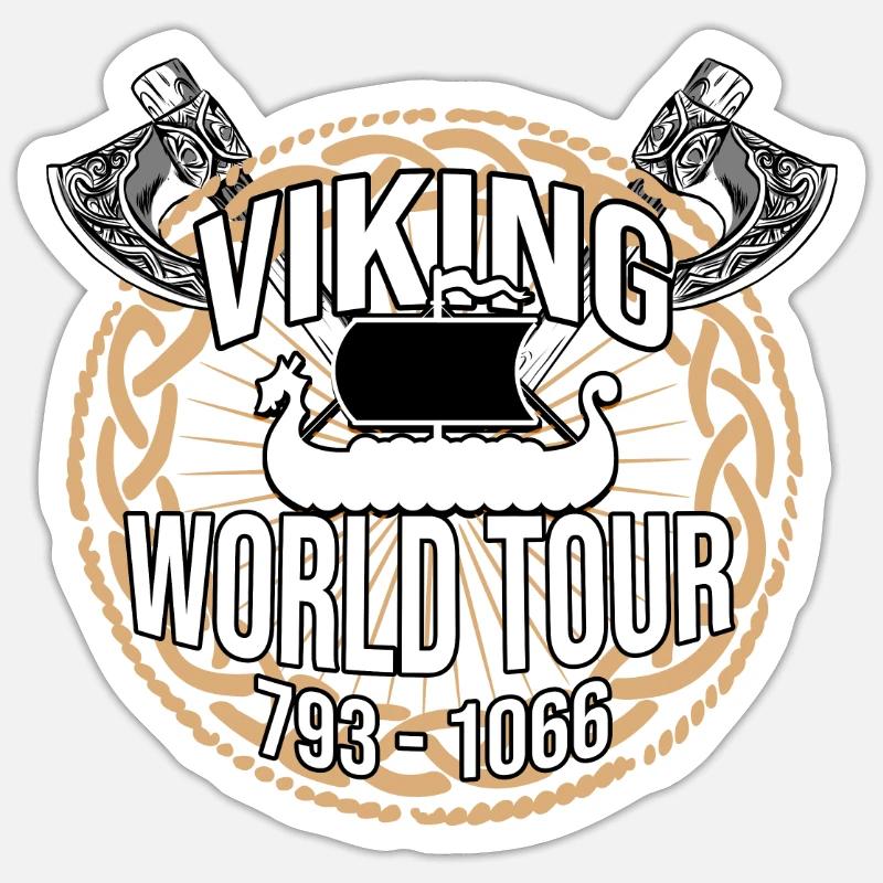 viking world tour Wikinger Geschenk - Sticker Größe S (10 x 10 cm) - Mattweiß