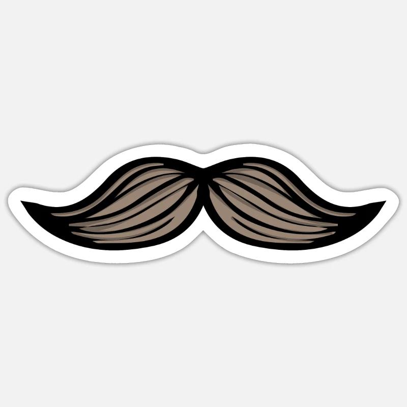 Bart Vollbart Schnautzer Gesichtsbehaarung Haar - Sticker Größe S (10 x 10 cm) - Mattweiß