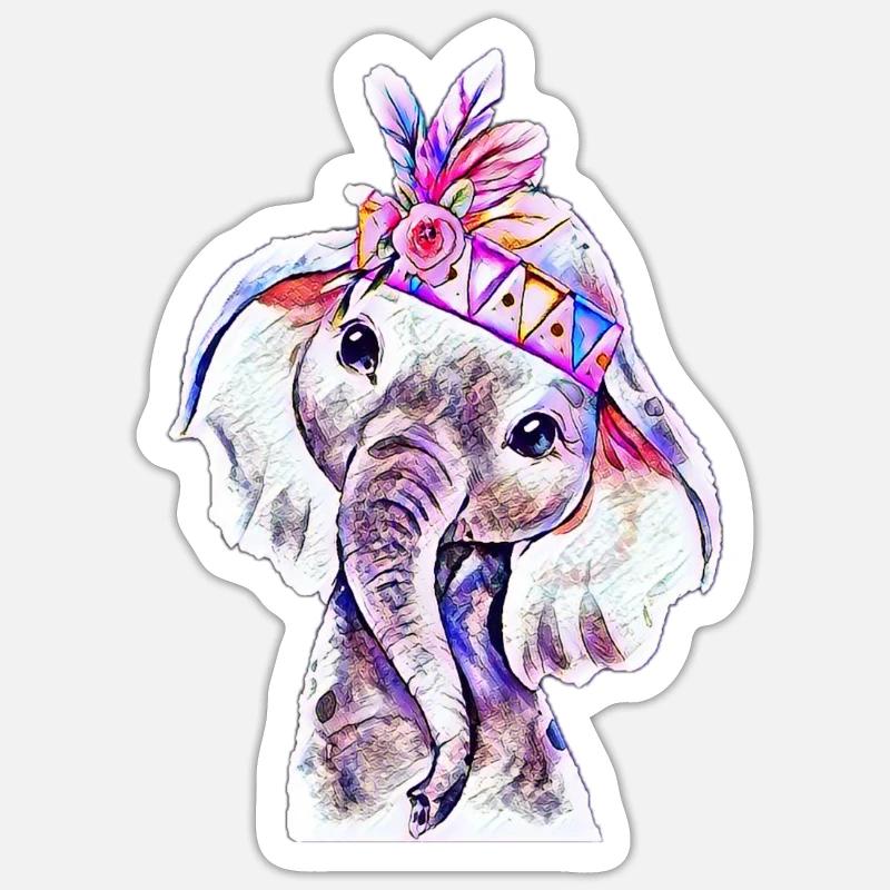 l'éléphant - Sticker taille S (10 x 10 cm) - blanc mat