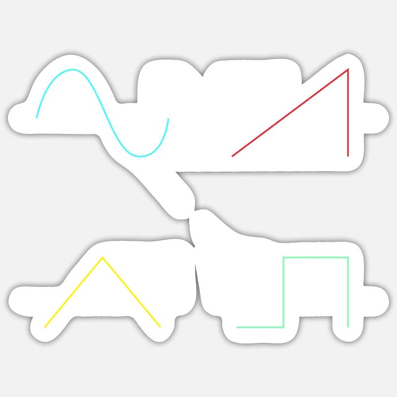 Synthesizer Analog Drumsounds Audio Waveform Sticker size S (10 x 10 cm)