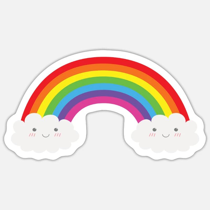 Regenbogen Rainbow - Sticker Größe S (10 x 10 cm) - Mattweiß