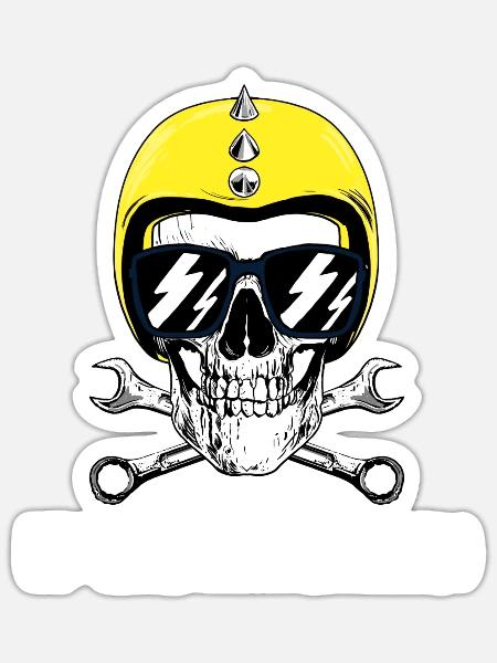 IFA Szene Ostwürttemberg Motorrad Helm Totenkopf - Sticker Größe S (10 x 10 cm) - Mattweiß