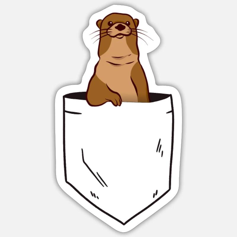 Loutre de rongeur dans la poche de poitrine - Sticker taille S (10 x 10 cm) - blanc mat