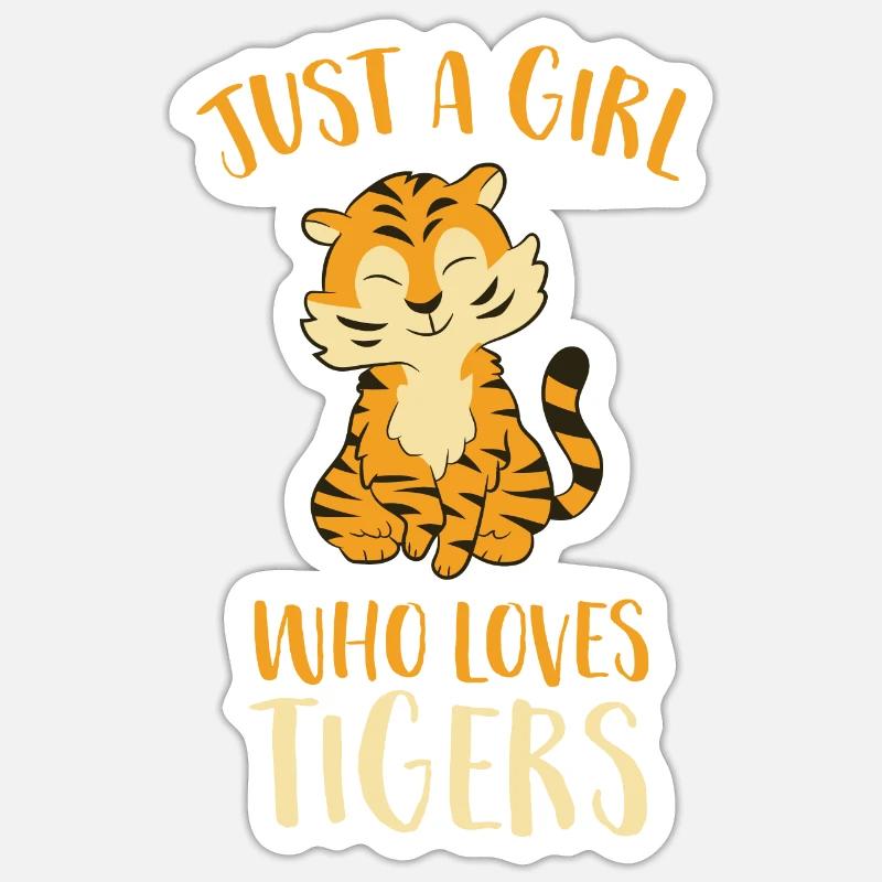 Tiger Mädchen Nur Ein Mädchen Das Tiger Liebt - Sticker Größe S (10 x 10 cm) - Mattweiß
