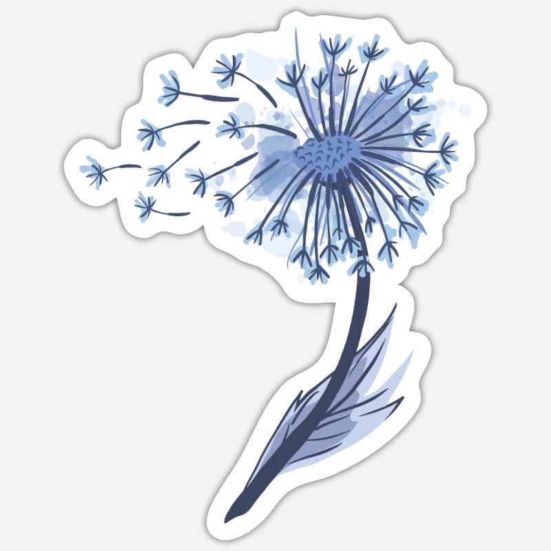 Löwenzahn Pusteblume Samen Verweht Wind Symbol - Sticker Größe S (10 x 10 cm) - Mattweiß