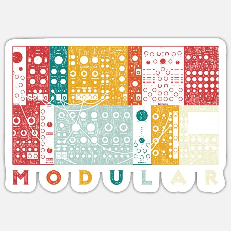 Synthesizer modular instrument - Sticker size S (10 x 10 cm) - white matte