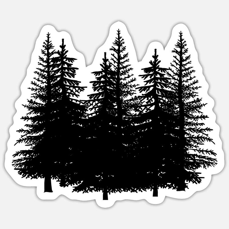 Forest black nature conifer trees tree trees - Sticker size S (10 x 10 cm) - white matte