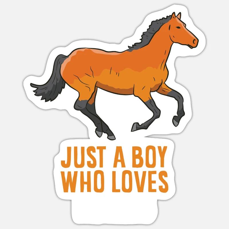 Ich Bin Nur Ein Junge der Pferde Liebt - Sticker Größe S (10 x 10 cm) - Mattweiß