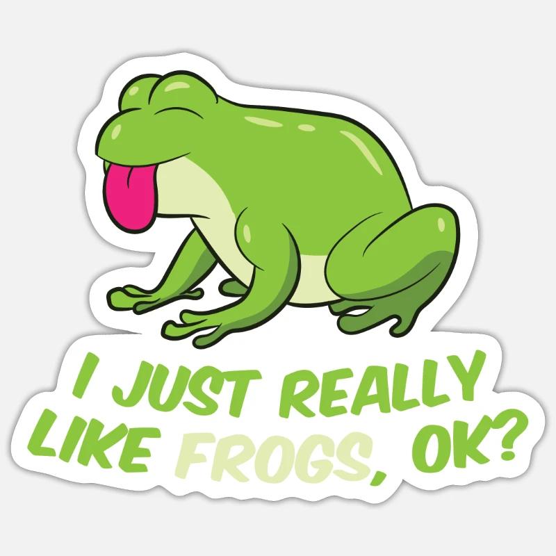 J’aime les grenouilles Tout simplement C’est une grenouille vraiment drôle - Sticker taille S (10 x 10 cm) - blanc mat