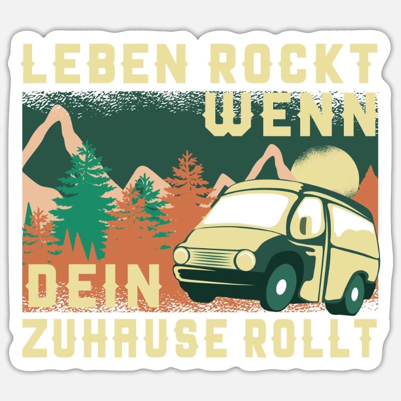 Camper Bus Van Geschenk I Caravan Camping - Sticker Größe S (10 x 10 cm) - Mattweiß