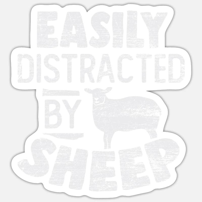Schafe Hirte Bauer - Sticker Größe S (10 x 10 cm) - Mattweiß