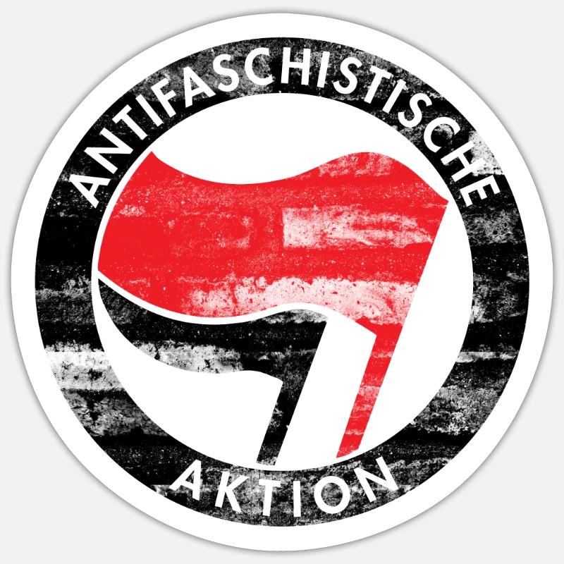 Logo Antifa, Against Right, Demo, Protest, Punk - Sticker taille S (10 x 10 cm) - blanc mat